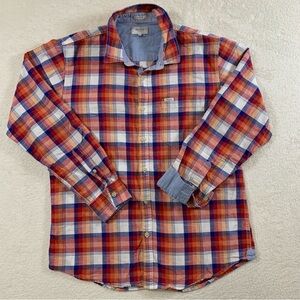 Pepe Jeans London Men’s Large Pleeco Long Sleeve Flip‎ Flip Cuff Plaid Shirt Red